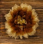 Elegant Bronze & Champagne Deco Mesh Wall Flower