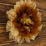 Elegant Bronze & Champagne Deco Mesh Wall Flower - Image 2